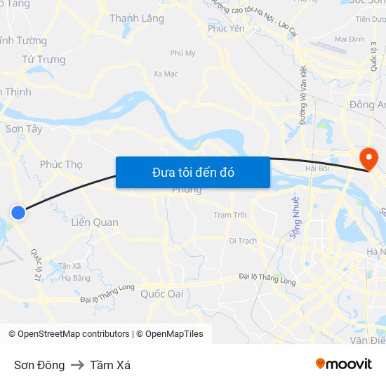 Sơn Đông to Tầm Xá map