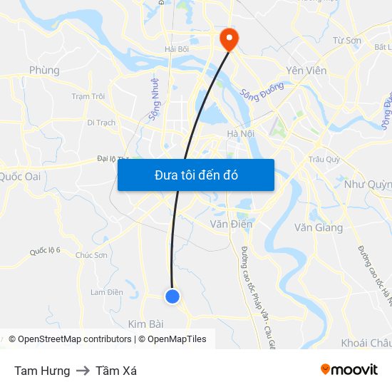 Tam Hưng to Tầm Xá map