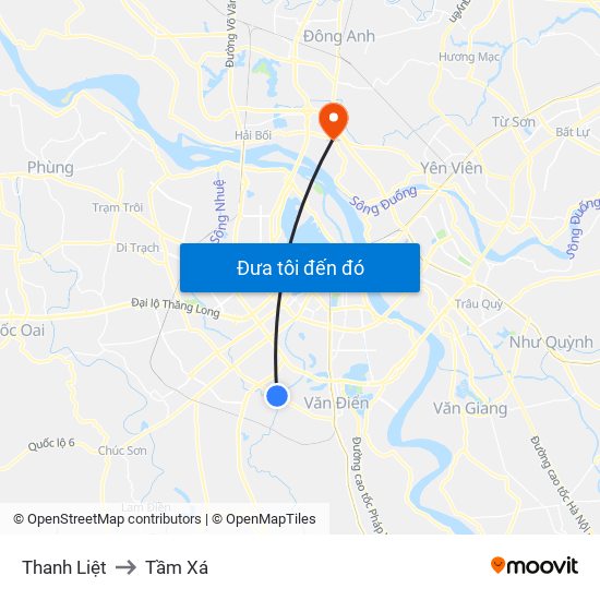 Thanh Liệt to Tầm Xá map