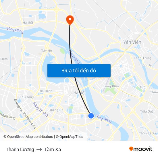 Thanh Lương to Tầm Xá map