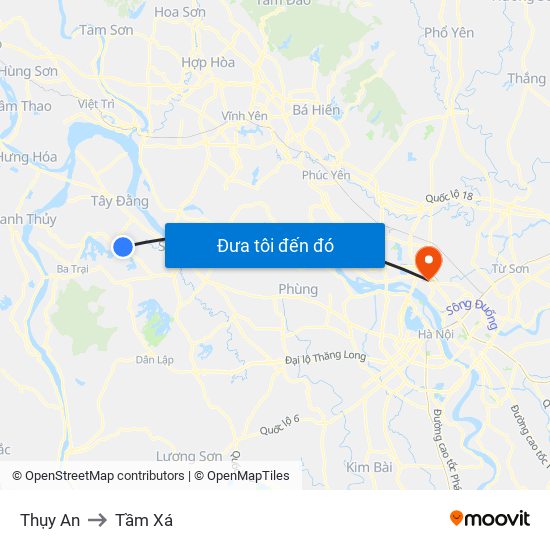 Thụy An to Tầm Xá map