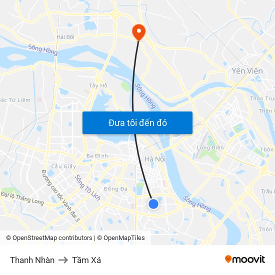 Thanh Nhàn to Tầm Xá map