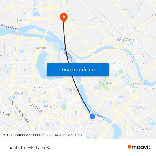 Thanh Trì to Tầm Xá map