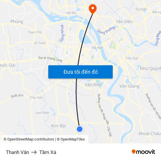 Thanh Văn to Tầm Xá map