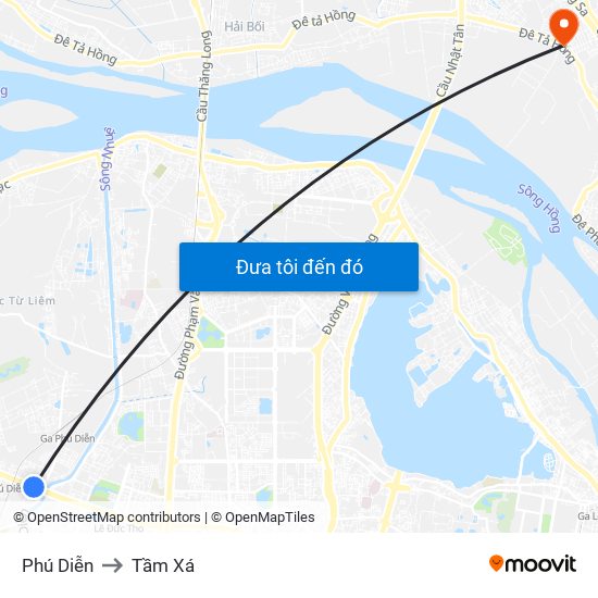 Phú Diễn to Tầm Xá map