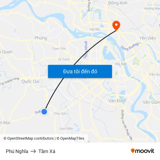 Phú Nghĩa to Tầm Xá map