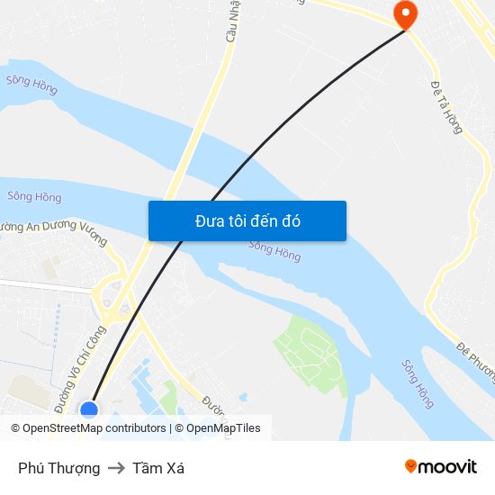 Phú Thượng to Tầm Xá map