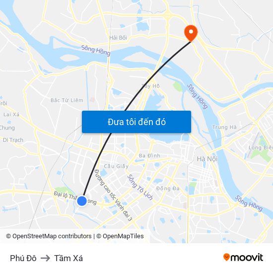 Phú Đô to Tầm Xá map