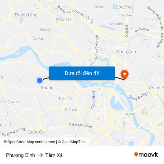 Phương Đình to Tầm Xá map