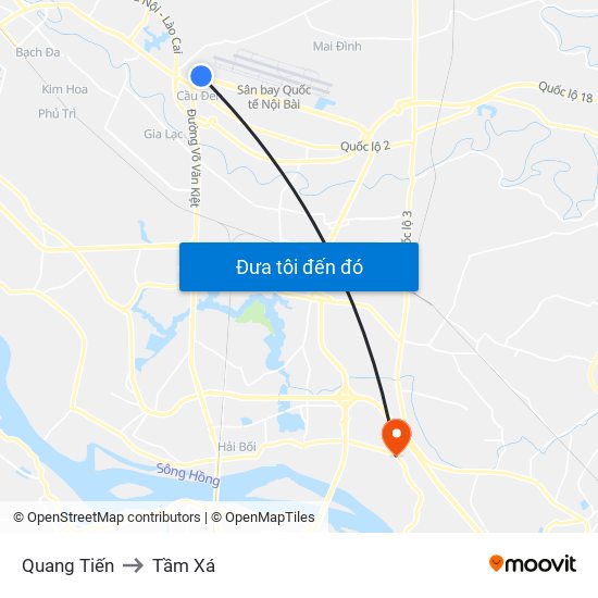 Quang Tiến to Tầm Xá map