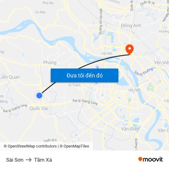 Sài Sơn to Tầm Xá map