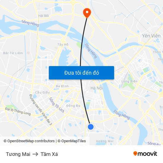 Tương Mai to Tầm Xá map