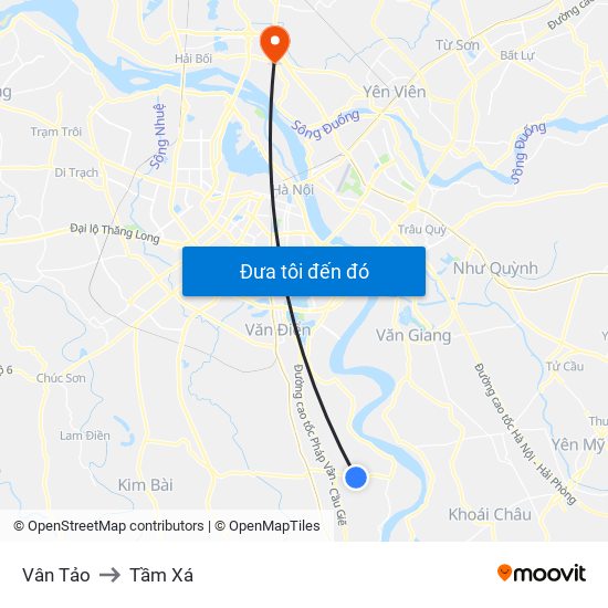 Vân Tảo to Tầm Xá map