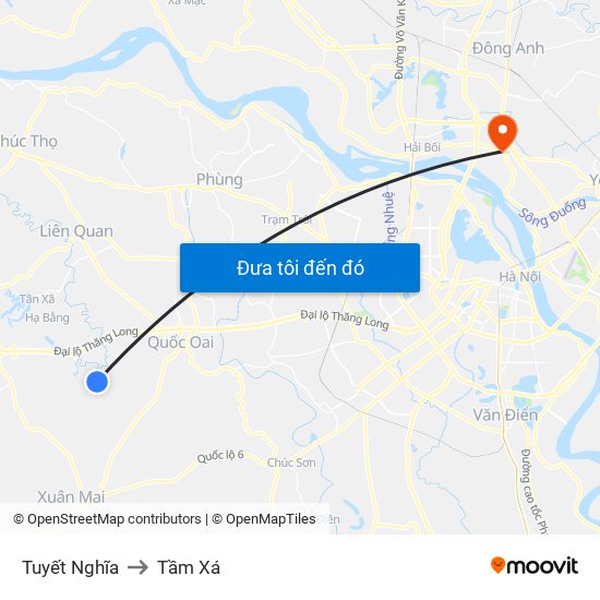 Tuyết Nghĩa to Tầm Xá map