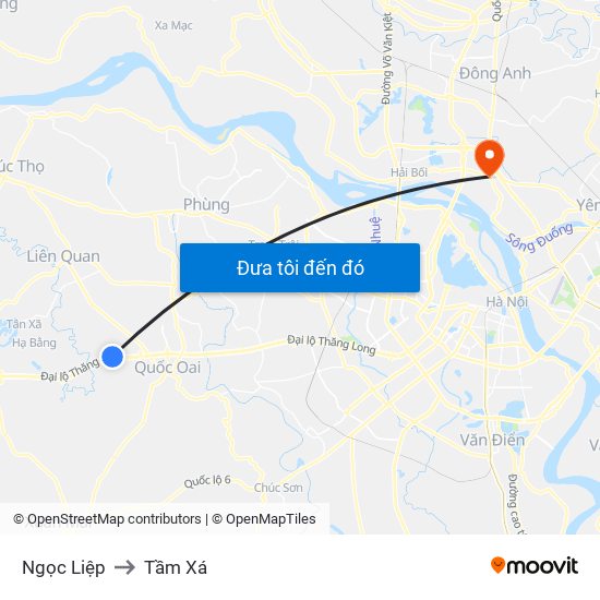 Ngọc Liệp to Tầm Xá map