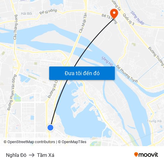 Nghĩa Đô to Tầm Xá map