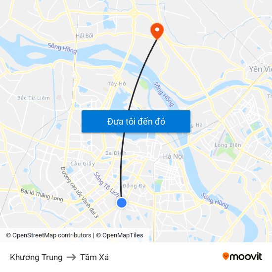 Khương Trung to Tầm Xá map