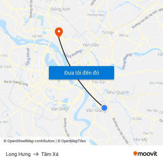 Long Hưng to Tầm Xá map