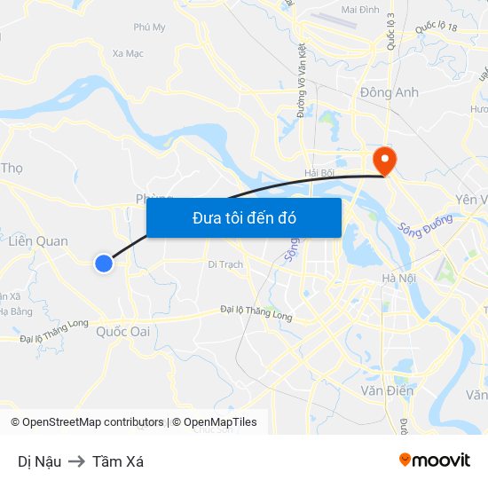 Dị Nậu to Tầm Xá map