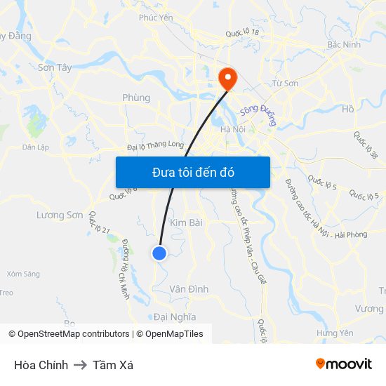 Hòa Chính to Tầm Xá map