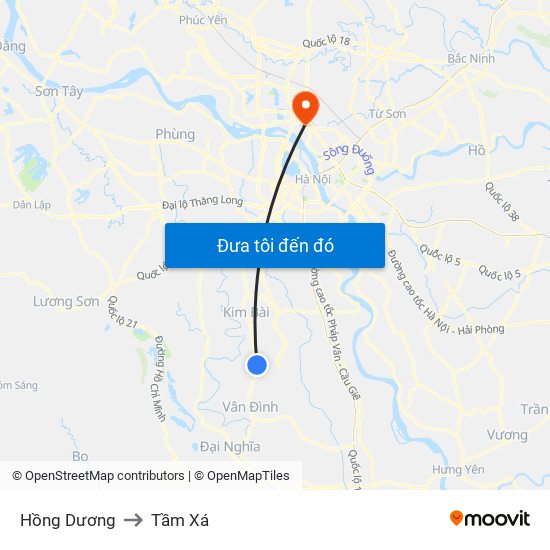 Hồng Dương to Tầm Xá map