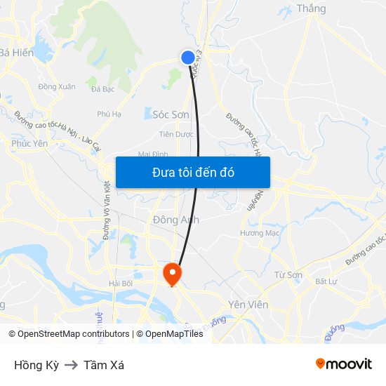 Hồng Kỳ to Tầm Xá map