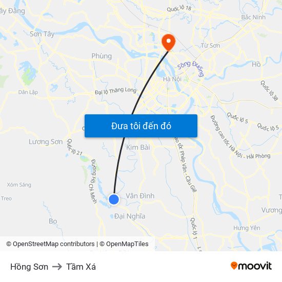 Hồng Sơn to Tầm Xá map