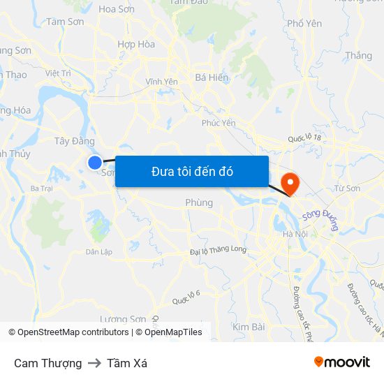 Cam Thượng to Tầm Xá map