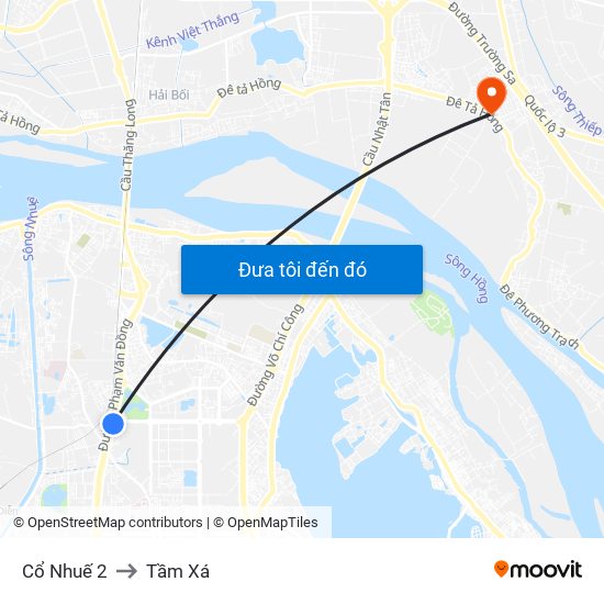 Cổ Nhuế 2 to Tầm Xá map