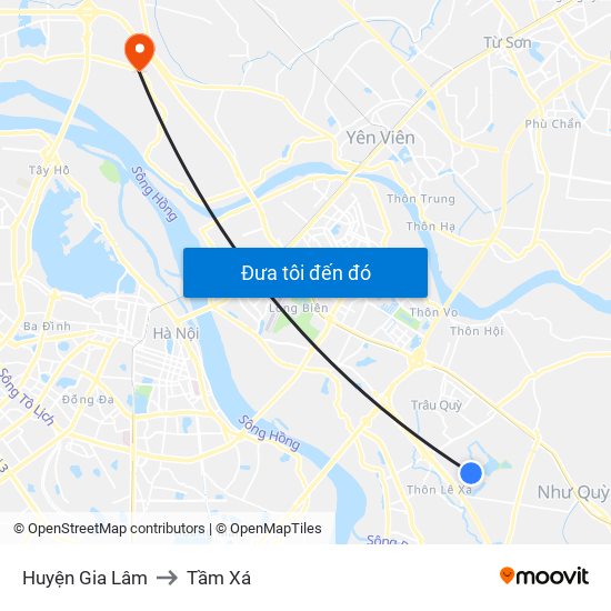 Huyện Gia Lâm to Tầm Xá map