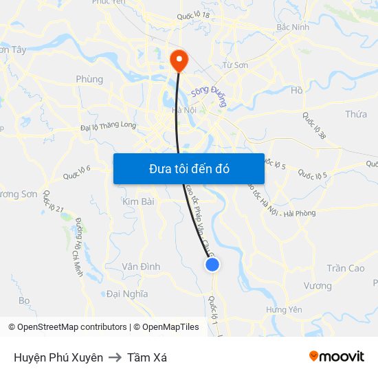 Huyện Phú Xuyên to Tầm Xá map