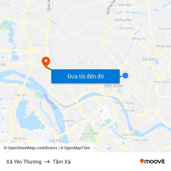 Xã Yên Thường to Tầm Xá map