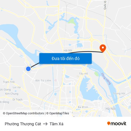 Phường Thượng Cát to Tầm Xá map