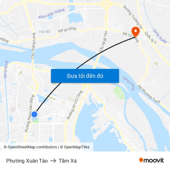 Phường Xuân Tảo to Tầm Xá map