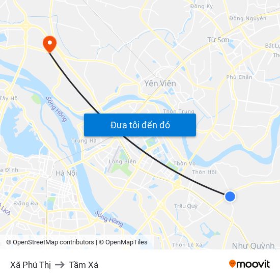 Xã Phú Thị to Tầm Xá map