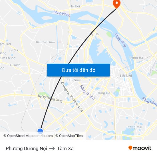 Phường Dương Nội to Tầm Xá map