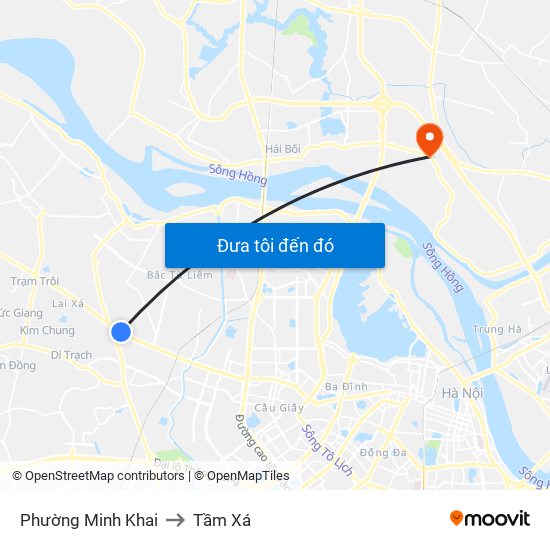 Phường Minh Khai to Tầm Xá map