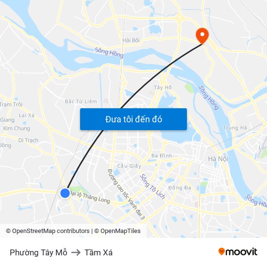 Phường Tây Mỗ to Tầm Xá map