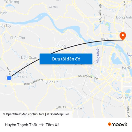 Huyện Thạch Thất to Tầm Xá map