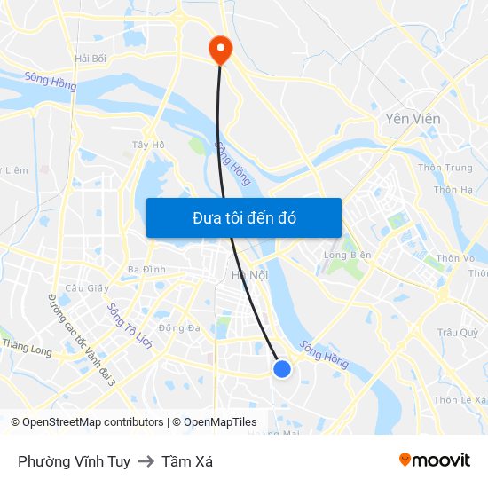 Phường Vĩnh Tuy to Tầm Xá map