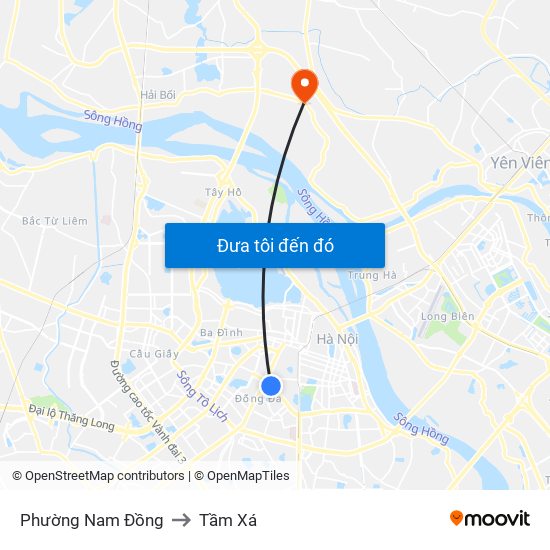 Phường Nam Đồng to Tầm Xá map