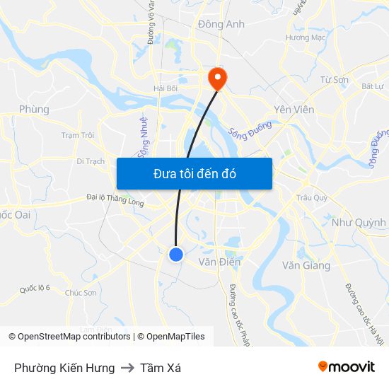 Phường Kiến Hưng to Tầm Xá map