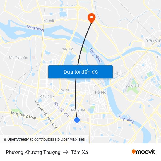 Phường Khương Thượng to Tầm Xá map