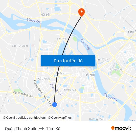Quận Thanh Xuân to Tầm Xá map