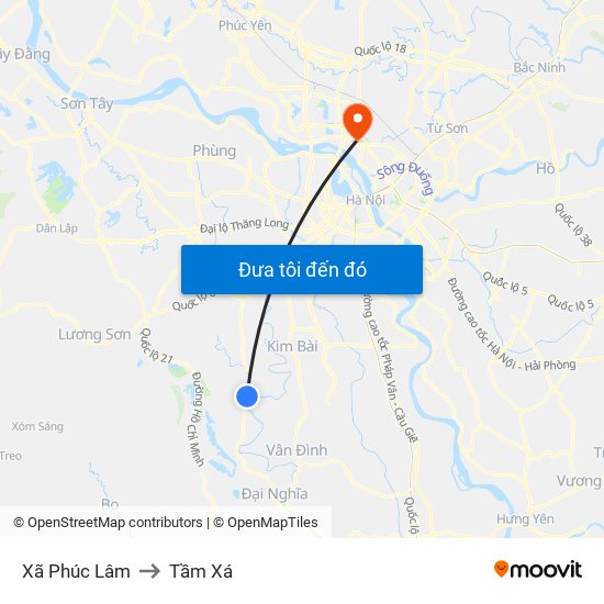 Xã Phúc Lâm to Tầm Xá map