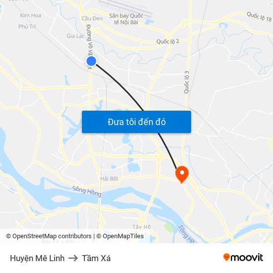 Huyện Mê Linh to Tầm Xá map