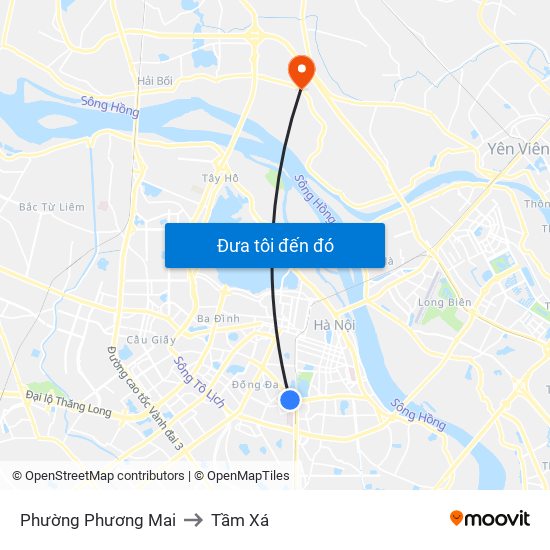 Phường Phương Mai to Tầm Xá map