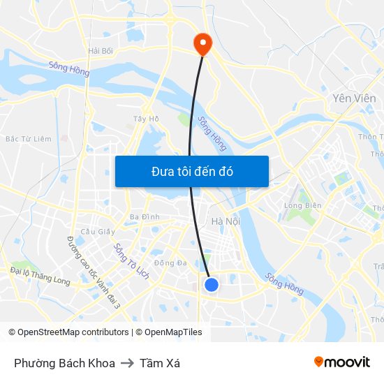 Phường Bách Khoa to Tầm Xá map