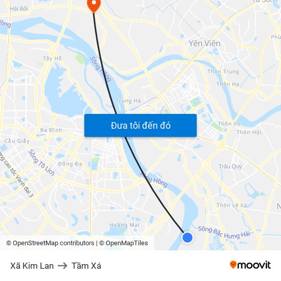 Xã Kim Lan to Tầm Xá map