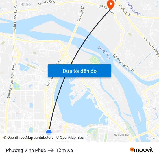 Phường Vĩnh Phúc to Tầm Xá map